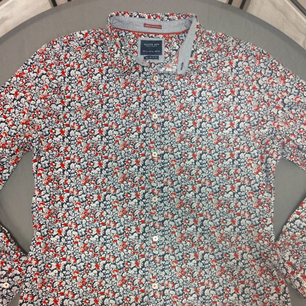 Cactus Man Ricky Singh Men's Floral long sleeve Cotton shirt size XL